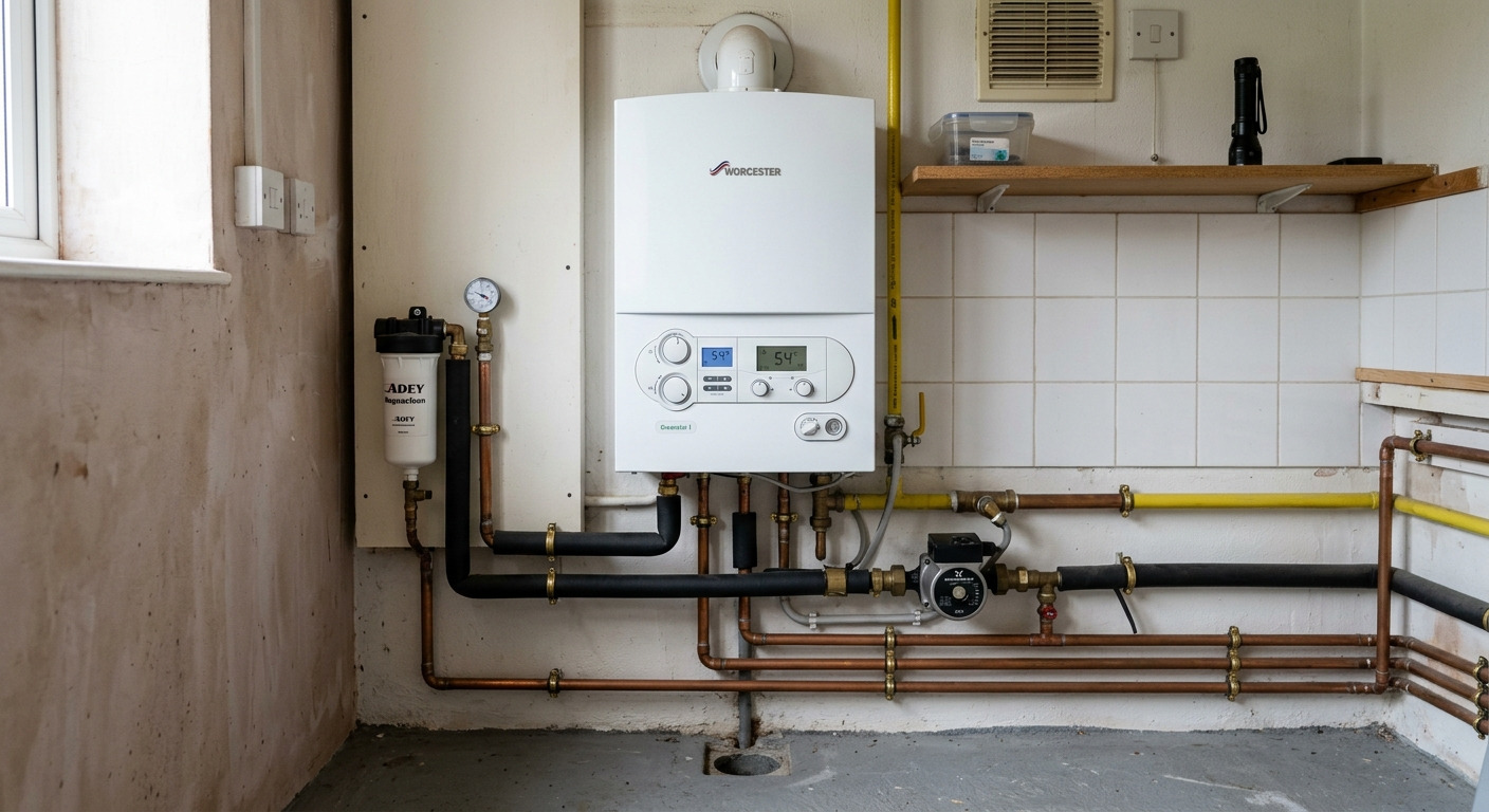 Residential boiler system prepared for repair in Austin, TX