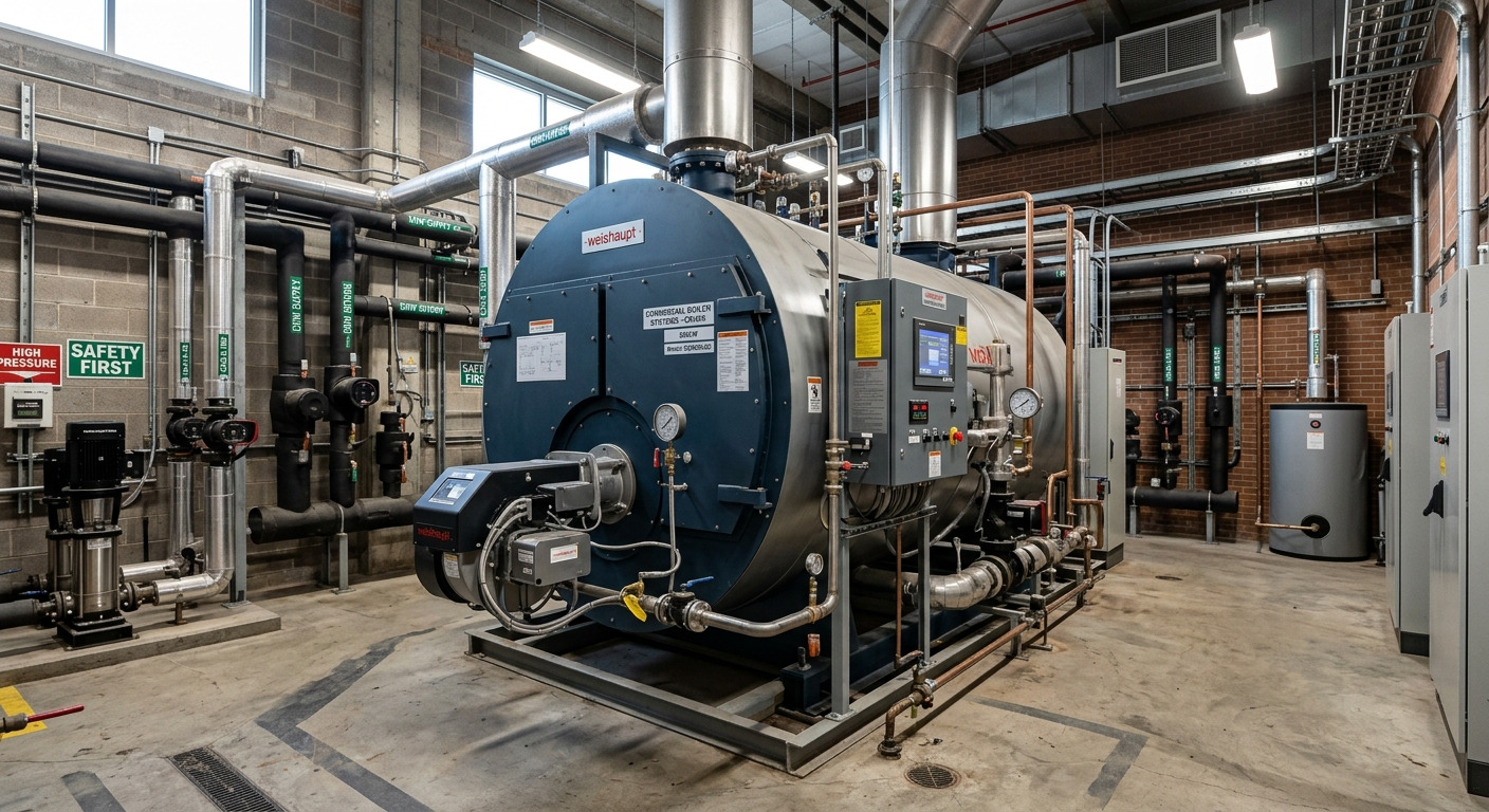 Commercial boiler equipment prepared for repair in Austin, TX