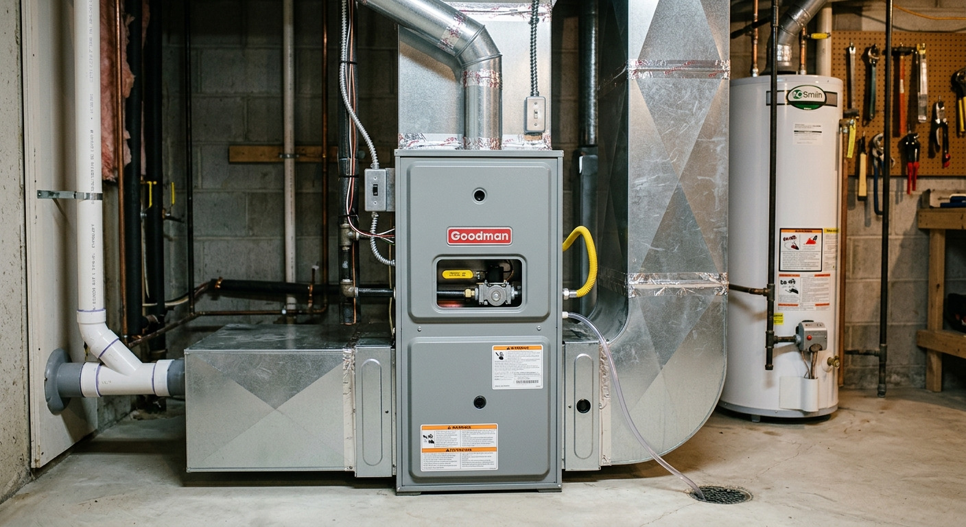 Residential furnace equipment ready for repair service