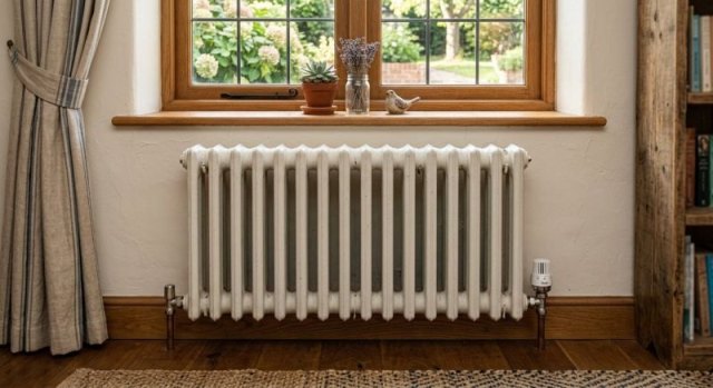 Residential radiator and heating pipework prepared for service evaluation