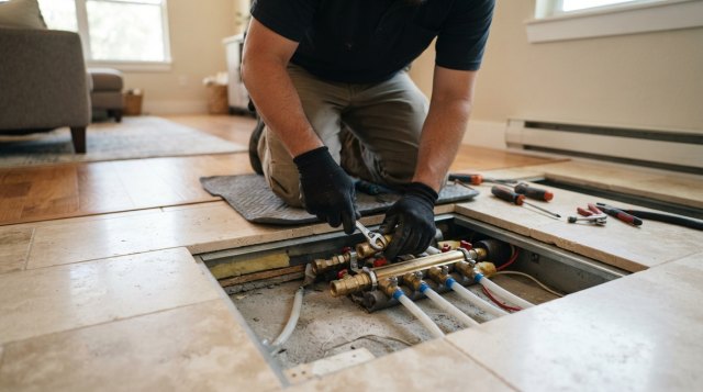 Thermostat control for a residential floor heating system