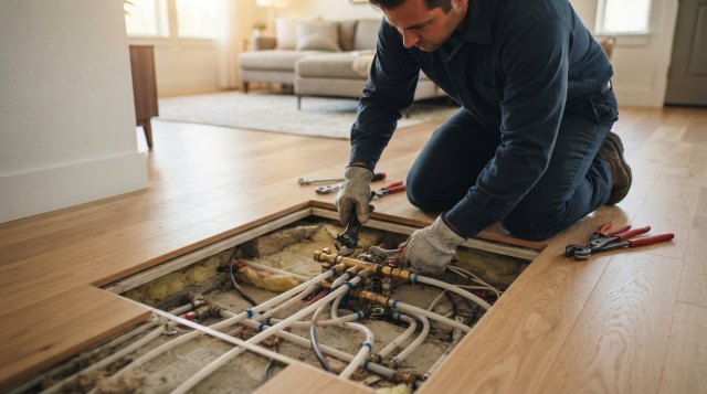 Thermostat control for a residential floor heating system