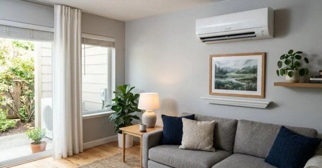 Indoor mini split air conditioning unit mounted on a wall