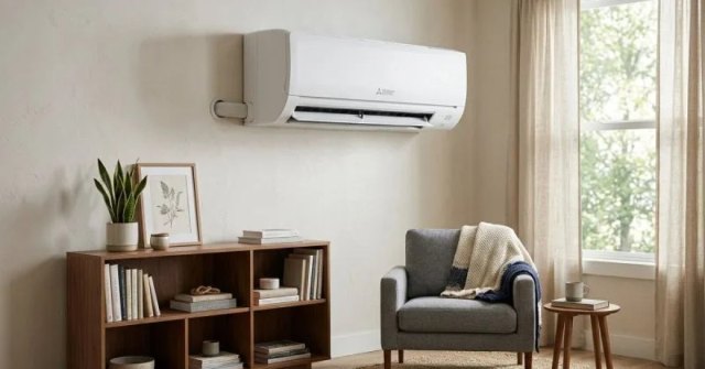 Indoor mini split air conditioning unit mounted on a wall